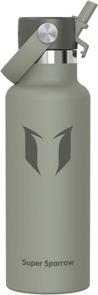 Super Sparrow Insulated Water Bottle - 17 Oz / 25 Oz / 32 Oz - Standard Mouth FlipFlow Flask - BPA Free, Leak Proof Drink Bottle- Ergonomic Straw Water Bottles for Work, Gym, Travel, Sports