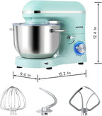 Aucma Stand Mixer,6.5-QT 660W 6-Speed Tilt-Head Food Mixer, Kitchen Electric Mixer with Dough Hook, Wire Whip & Beater (6.5QT, Blue)
