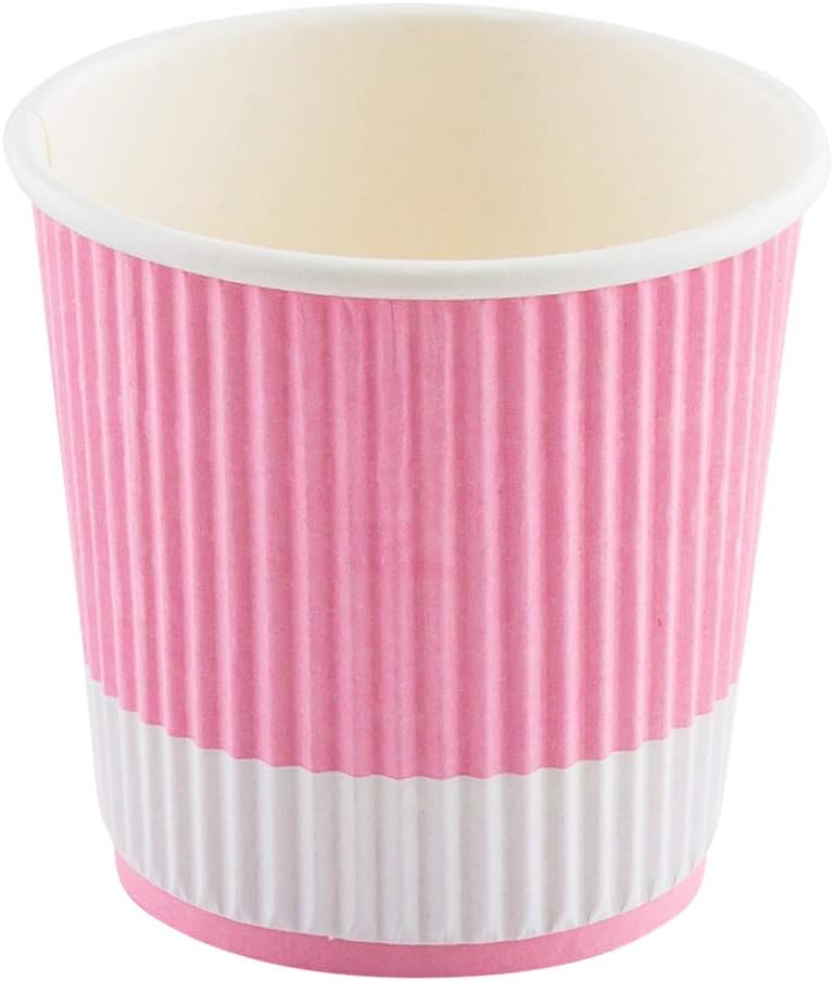 Restaurantware 4 Ounce Ripple Insulated Coffee Cups, 500 Double Wall Corrugated Tumblers, Leakproof, Non-Slip Light Pink Paper Design, Recyclable, Ribbed Surface, Matching Lids Sold Separately