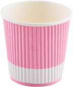 Restaurantware 4 Ounce Ripple Insulated Coffee Cups, 500 Double Wall Corrugated Tumblers, Leakproof, Non-Slip Light Pink Paper Design, Recyclable, Ribbed Surface, Matching Lids Sold Separately
