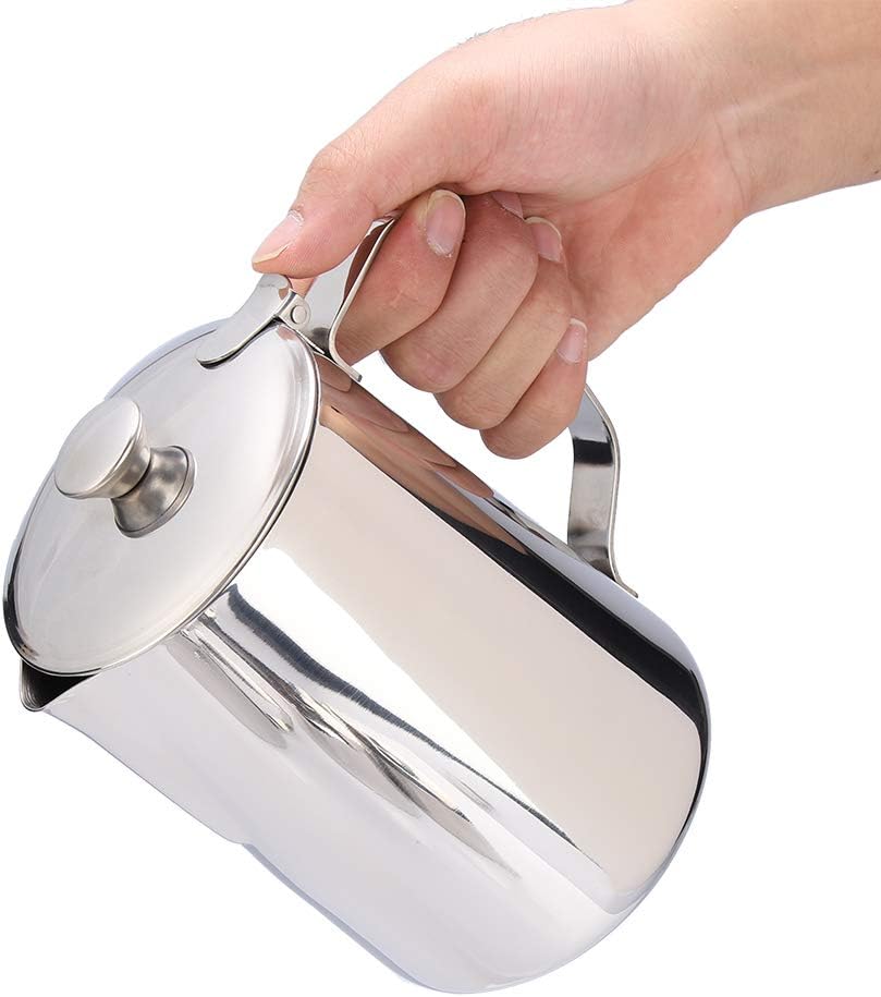 Stainless Steel Frothing Pitcher with Lid - 1500mL Milk Frothing Cup Jug for Espresso Machine Latte Coffee Art