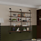 Industrial Pipe Shelf Shelving Bookcase, Wall Mounted Rustic Bookshelf 60 Inch, Floating Bookshelves for Wall,Retro Wood Metal Pipe Industrial Shelves for Living Room