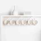 Cabinet Hook Mug Holder - Hanging Coffee Cup Rack for Kitchen, Under Cabinets Metal Hangers Organizer Shelf Storage Utensil (White)