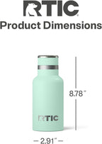 RTIC Little Journey Bottle with Straw, Insulated, Stainless Steel, Metal, Double Wall Vacuum-Insulation, Ceramic-Lined, Leak-Proof Lid, BPA-Free Water Flask for Sports, Travel, Fresh Mint