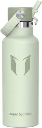 Super Sparrow Insulated Water Bottle - 17 Oz / 25 Oz / 32 Oz - Standard Mouth FlipFlow Flask - BPA Free, Leak Proof Drink Bottle- Ergonomic Straw Water Bottles for Work, Gym, Travel, Sports