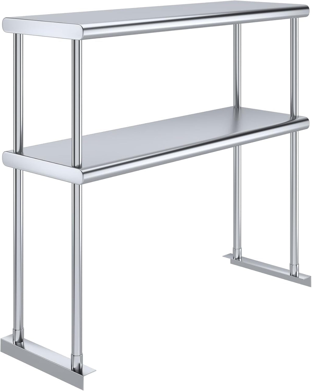 NSF Certified 18 Gauge Heavy Duty Stainless Steel Double overshelf with Brackets for Kitchens, Utility Rooms, Storage, Offices & Home