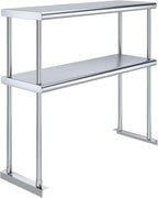 NSF Certified 18 Gauge Heavy Duty Stainless Steel Double overshelf with Brackets for Kitchens, Utility Rooms, Storage, Offices & Home