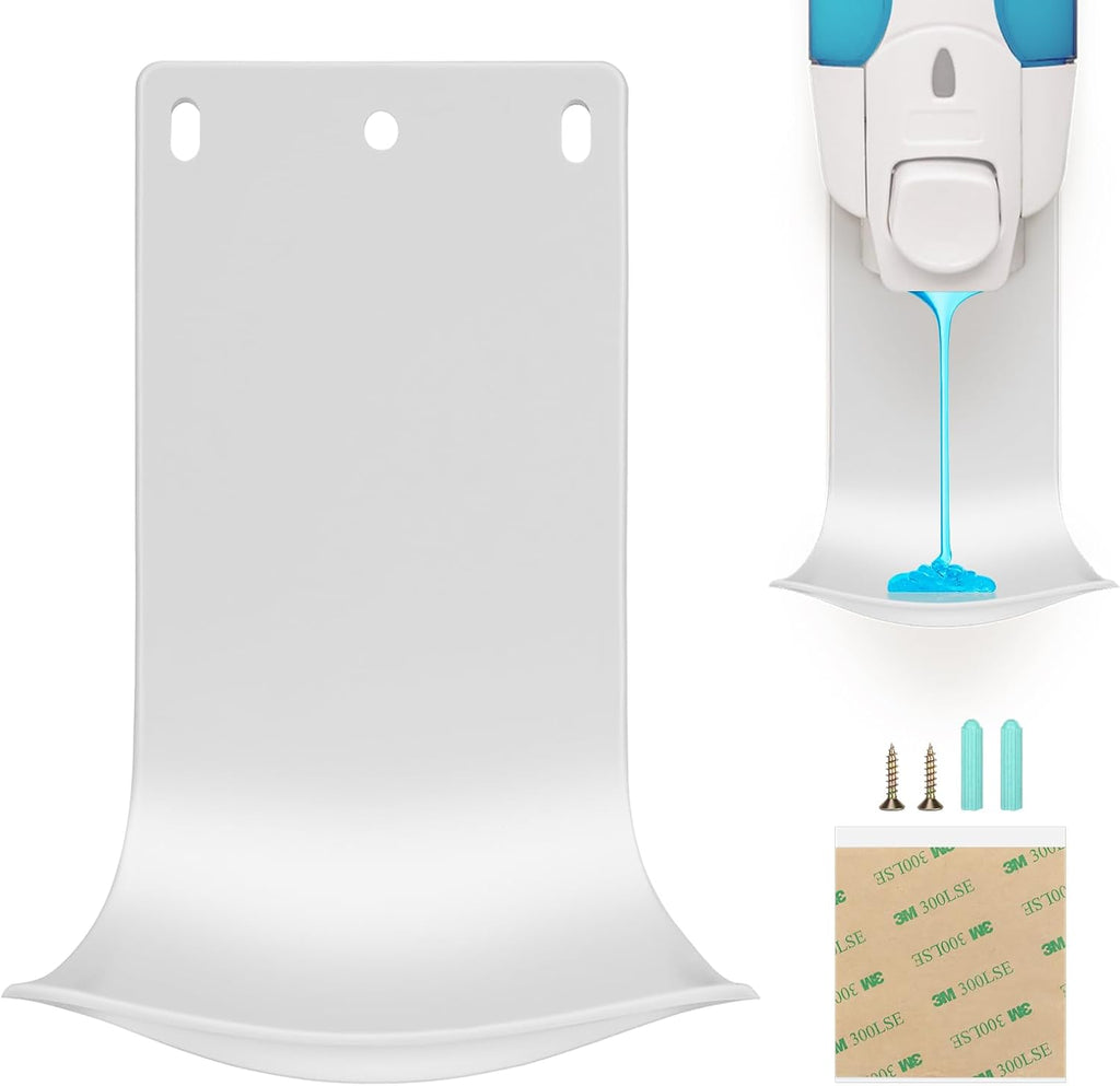 Dispenser Drip Tray Wall Mount Soap Dispenser Bracket,Laundry Detergent Drip Catcher Prevent Dripping and Spraying(White)