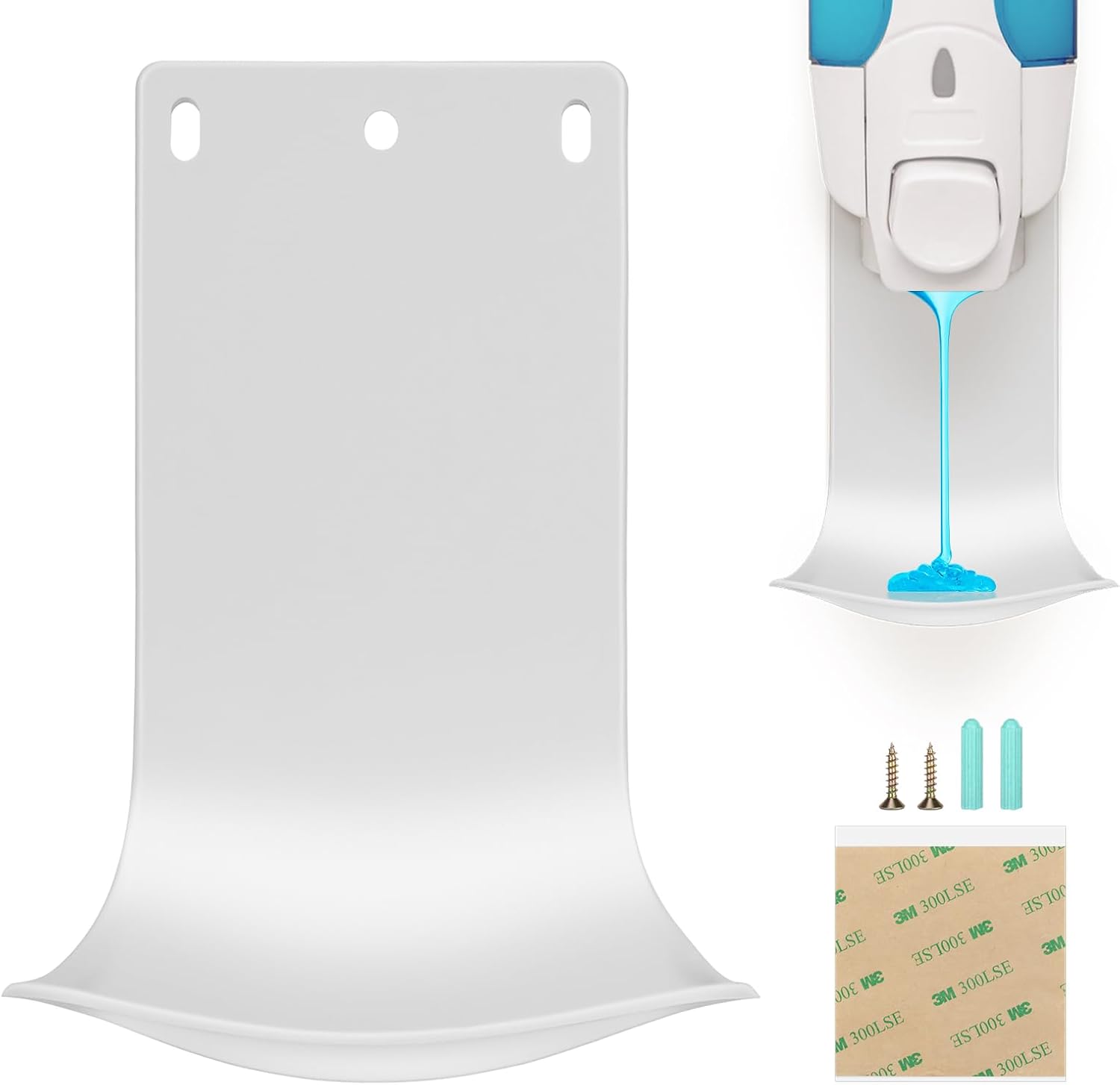 Dispenser Drip Tray Wall Mount Soap Dispenser Bracket,Laundry Detergent Drip Catcher Prevent Dripping and Spraying(White)