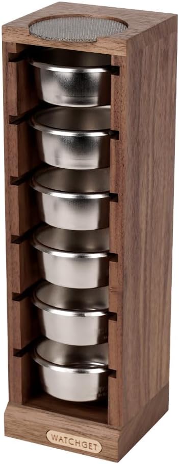 watchget Espresso Filter Basket Stand Portafilter Filter Basket Holder Rack Wooden Espresso Portafilter Precision Basket Storage Stand for 53mm Espresso Machines and 53mm Coffee Puck Screen