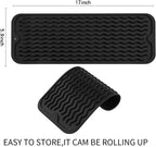 Silicone Dish Drying Mat for Multiple Usage,Easy clean,Eco-friendly,Heat-resistant Silicone Mat for Kitchen Counter,Sink,Bar,Bottle,or Cup Black M 17 inches x 6 inches