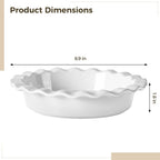 Homaisson Ceramic Pie Pans for Baking, 9.8 in Round Pie Dishes with Fluted Edges, Round Baking Dish, for Apple, Quiche, Pot Pies, Tart, Set of 2, White