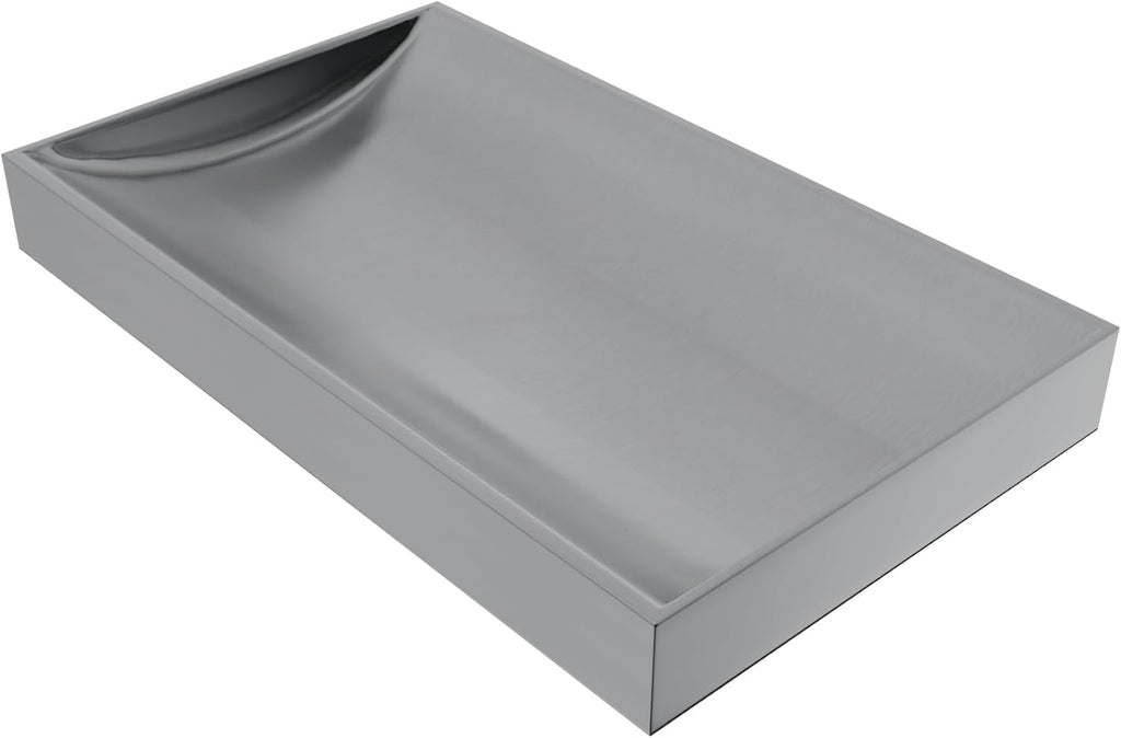 16" x 10" Stainless Steel Tray Deep Countertop Tray & Counter Organizer Tray for Cash, Coins, Files Brushed Finish, Slip-Resistant, Durable Design for Banks, Stores, & Offices