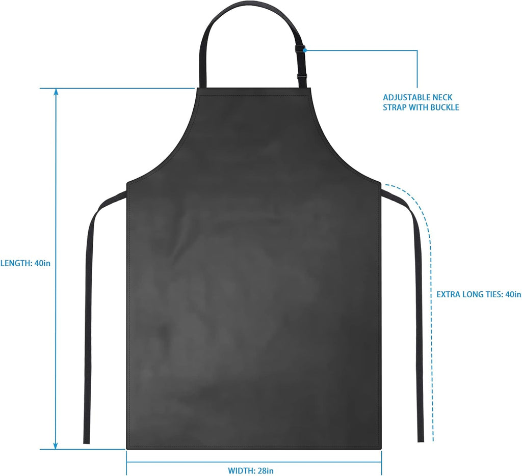 2 Pack Waterproof Rubber Vinyl Apron 40 Inch Chef Aprons for Men Heavy Duty Chemical Work Apron Extra Long Grilling Aprons with Adjustable Bib Apron for Dishwashing Lab Butcher Cooking Kitchen Black