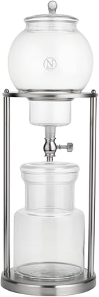 Nispira Luxury Ice Cold Brew Dripper Coffee Maker in Stainless Steel and Borosilicate Glass, 600 ml Silver