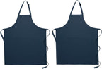 Pomp 2 Pack Premium Bib Aprons | Adjustable Neck + 2 Pockets | Water + Oil Resistance | Men & Women's Kitchen Cooking Aprons