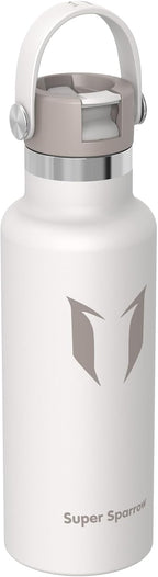 Super Sparrow Insulated Water Bottle - 17 Oz / 25 Oz / 32 Oz - Standard Mouth FlipFlow Flask - BPA Free, Leak Proof Drink Bottle- Ergonomic Straw Water Bottles for Work, Gym, Travel, Sports