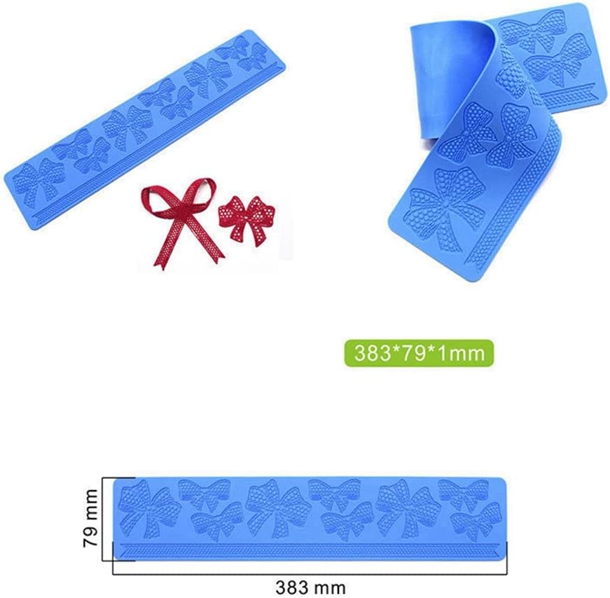 Bow-knot Silicone Fondant Embossing Mat Sugarcraft Bow-knot Lace Pattern Cake Mats Fondant Pastry Embossing Mat Fondant Cake Decorating Mold Sugar Lace Pad Baking Tools