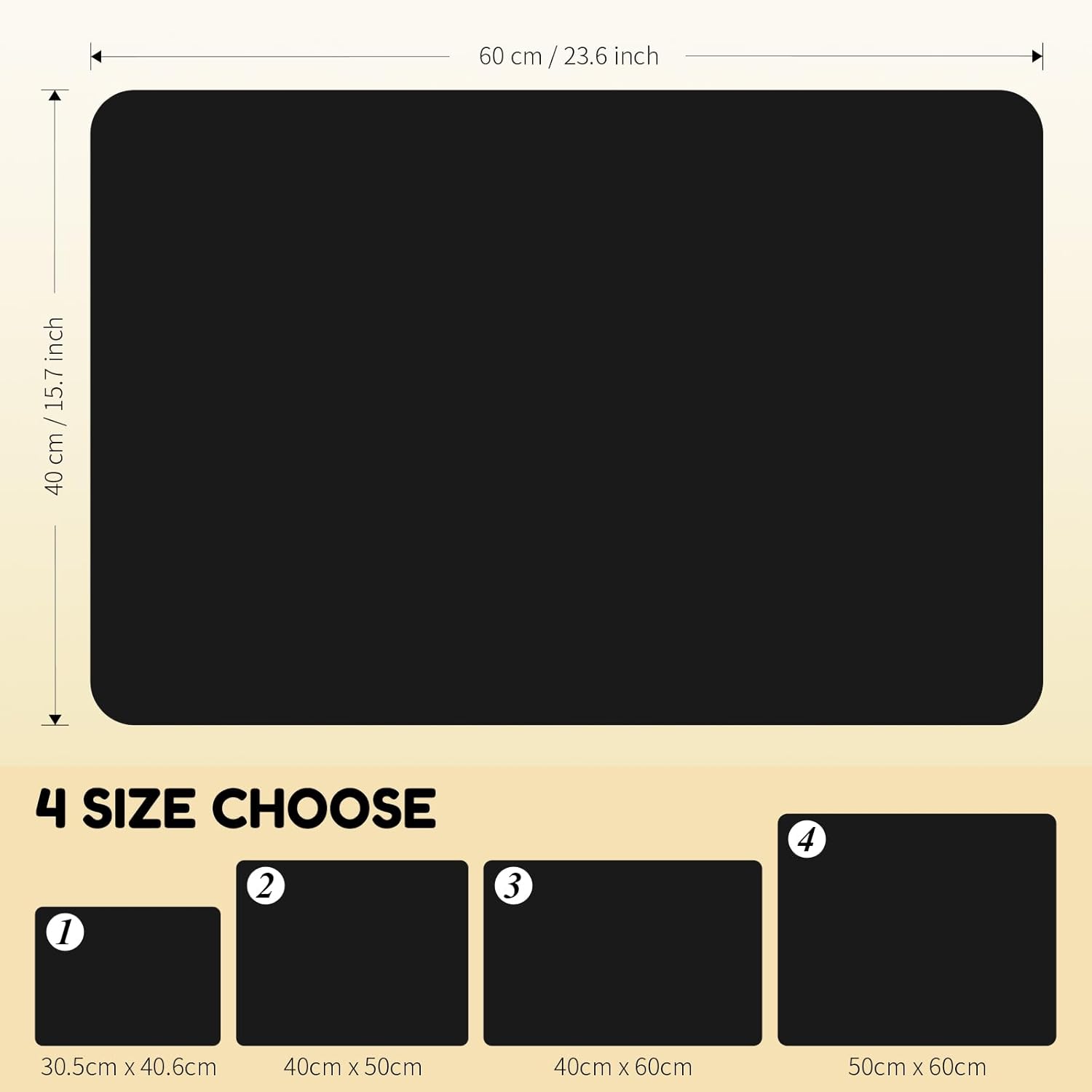 Coffee Mat Hide Stain Rubber (Black, 40cm×50cm), Coffee Bar Accessories Fit Under Espresso Machine CoffeeMaker Coffeepot, Backed Absorbent Dish Drying Mat for Kitchen Counter (Black, 16"x24")