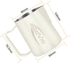 IKAPE Espresso Milk Pitcher, Espresso Steaming Pitcher with Sharp Spout for Espresso Barista Tool, 15.4 oz/450ml Milk Frothing Jug (White)