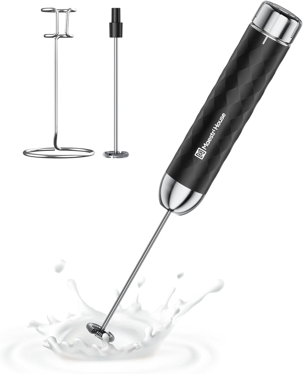 Maestri House Rechargeable Milk Frother with Stepless Speed Control, LunaFro 2.0 Handheld Electric Foam Maker Waterproof Drink Mixer Foamer for Lattes, Cappuccino