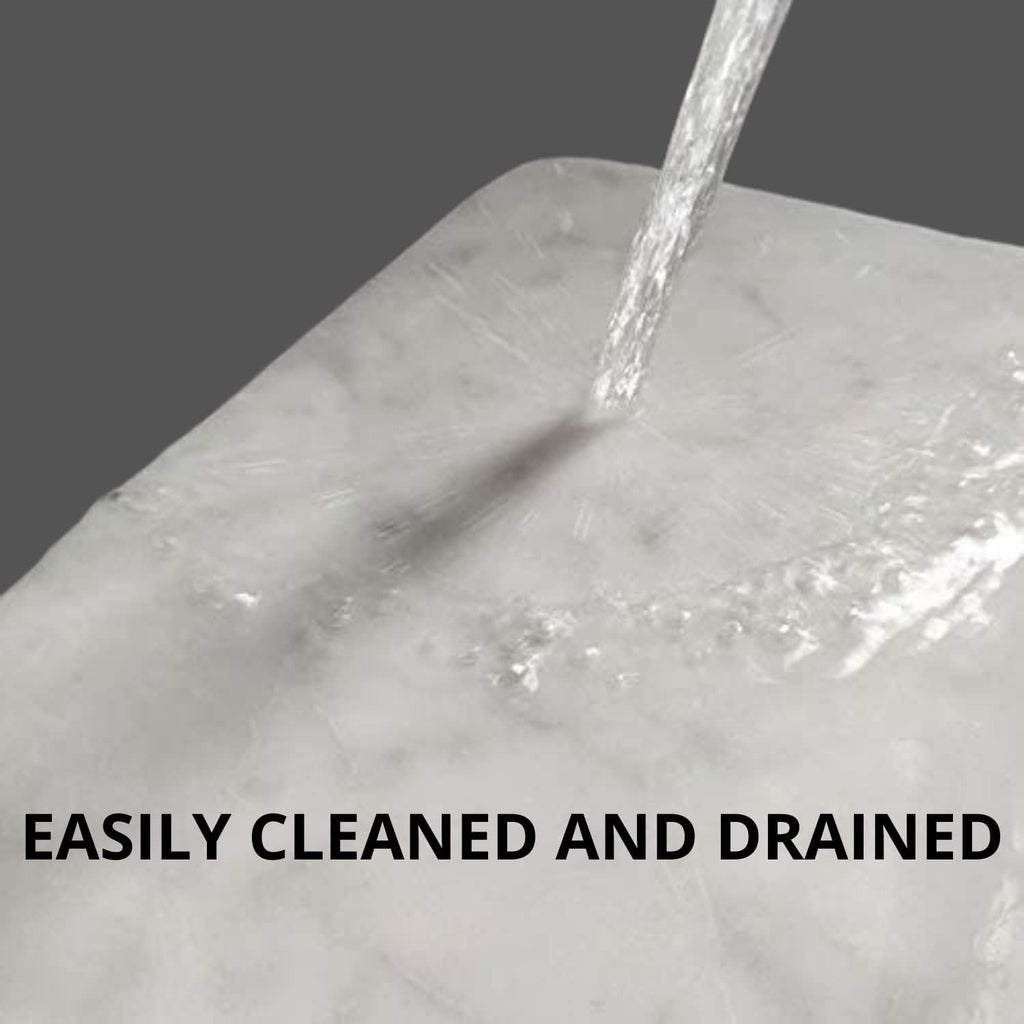 KC KULLICRAFT 8×12 White Marble Cheese & Charcuterie Serving Board – Natural Marble Cutting Board & Pastry Slab with Non‑Slip Feet – Premium Stone Kitchen Tray Gift.