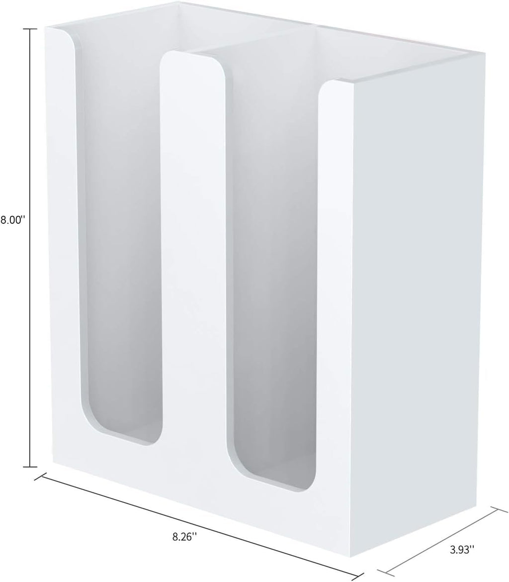 Richboom Acrylic Coffee Cup and Lid Storage Organizer Holder, 2 Compartments, White