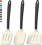 Coukre Silicone Spatula Set of 3, High Heat Resistant, BPA-Free, Kitchen Utensils, Fish Spatula, Solid & Slotted Turner for Non-Stick Pans, Flipping Eggs, Pancakes, Fish, Burgers (3, Beige)