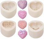 4 Pack Heart Resin Rose Flower Silicone Mold for Candle, Cake, Soap, Candy - Round Shape