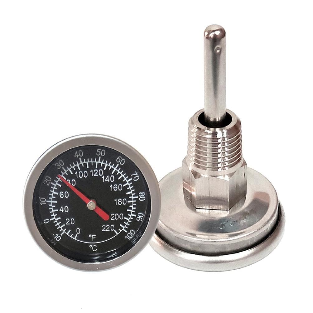 Temperature Probe Meter Gauge, Dial Thermometer NPT, Stainless 1/4 NPT Thermometer for Boiler Tea Pot Kettle -10-100℃/0-220ºF Thread Joint Dial Thermometers