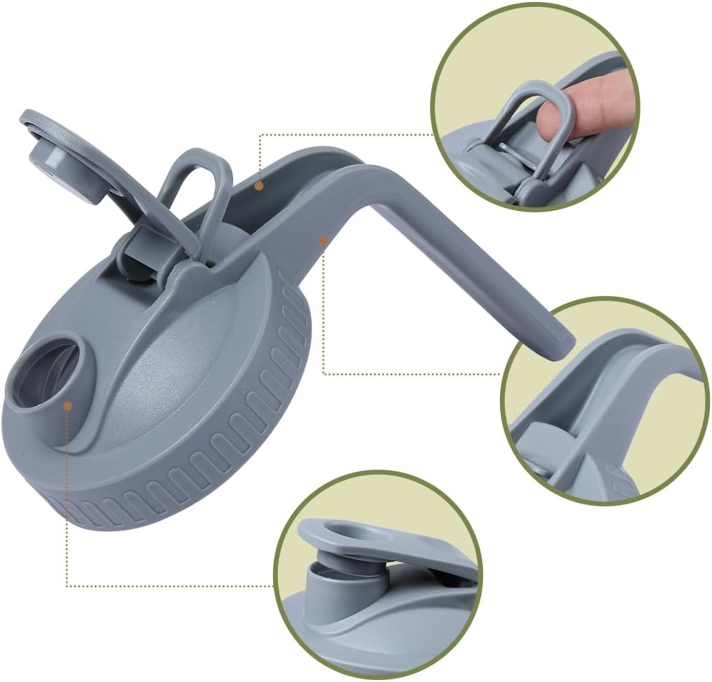 Glass Tea Pitcher with Wide Mouth Airtight Lid Leak Proof Fridge Container with Gray Lid Mason Jar for Water, Tea,Juice and Drinks (2 Pack-32OZ)