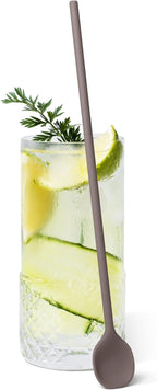 carrotez 9.9" Silicone coffee stirrer, Long Reusable Coffee Spoon for Iced Tea, Multipurpose Beverage Stirring Spoon - Cocoa Brown