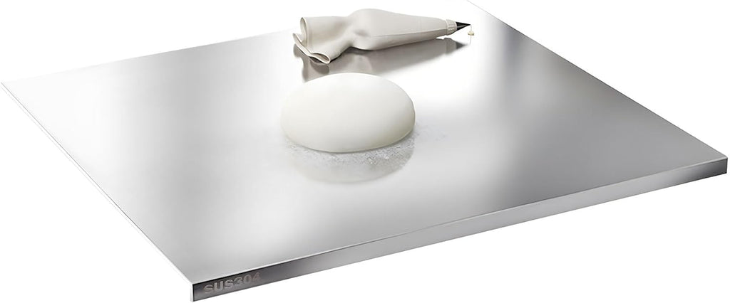 Stainless Steel Cutting Boards for Kitchen,304 Stainless Steel Chopping Boards with Lip and Non-slip silicone pad for Countertop Cutting Meats Fruits,Easy To Clean(19.6 * 23.6 * 0.06inch)