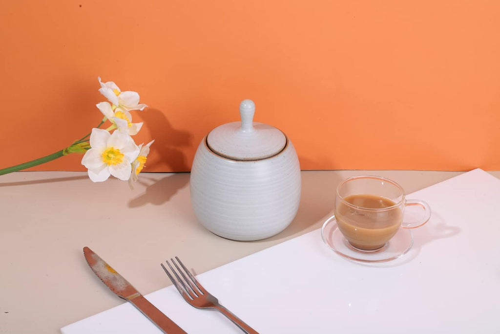 Kitchen Canisters Vintage Ceramic Food Storage Jar with Airtight Lid for Tea, Coffee, Herb, Sugar, Spice, Nuts (White)