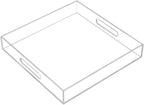 Clear Sturdy Acrylic Serving Tray with Handles - 12x12Inch - Coffee, Appetizer, Breakfast, Butler Tray - Kitchen Countertop & Makeup Drawer Organizer