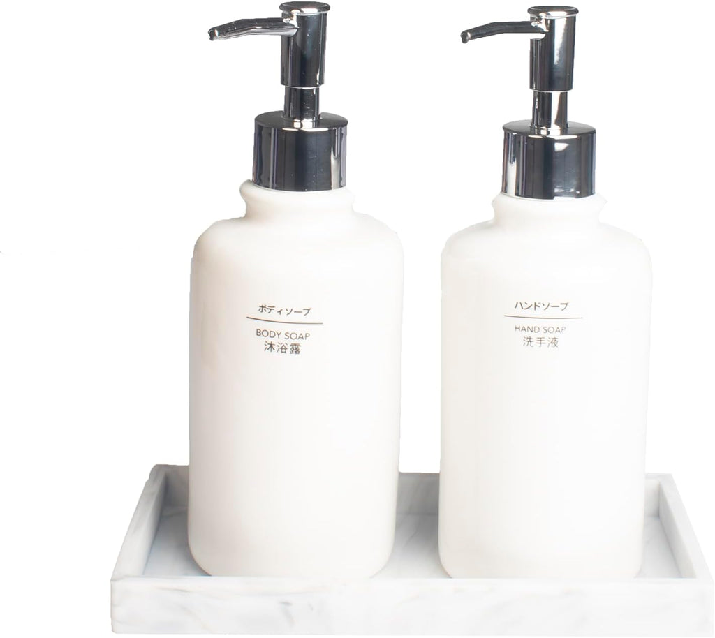 DNC 7.9" Small Silicone Bathroom Vanity Tray for Counter, Kitchen Sink Soap Tray for Dish Holder Dispenser Countertop Toilet Tank Desk Organizer Marble White