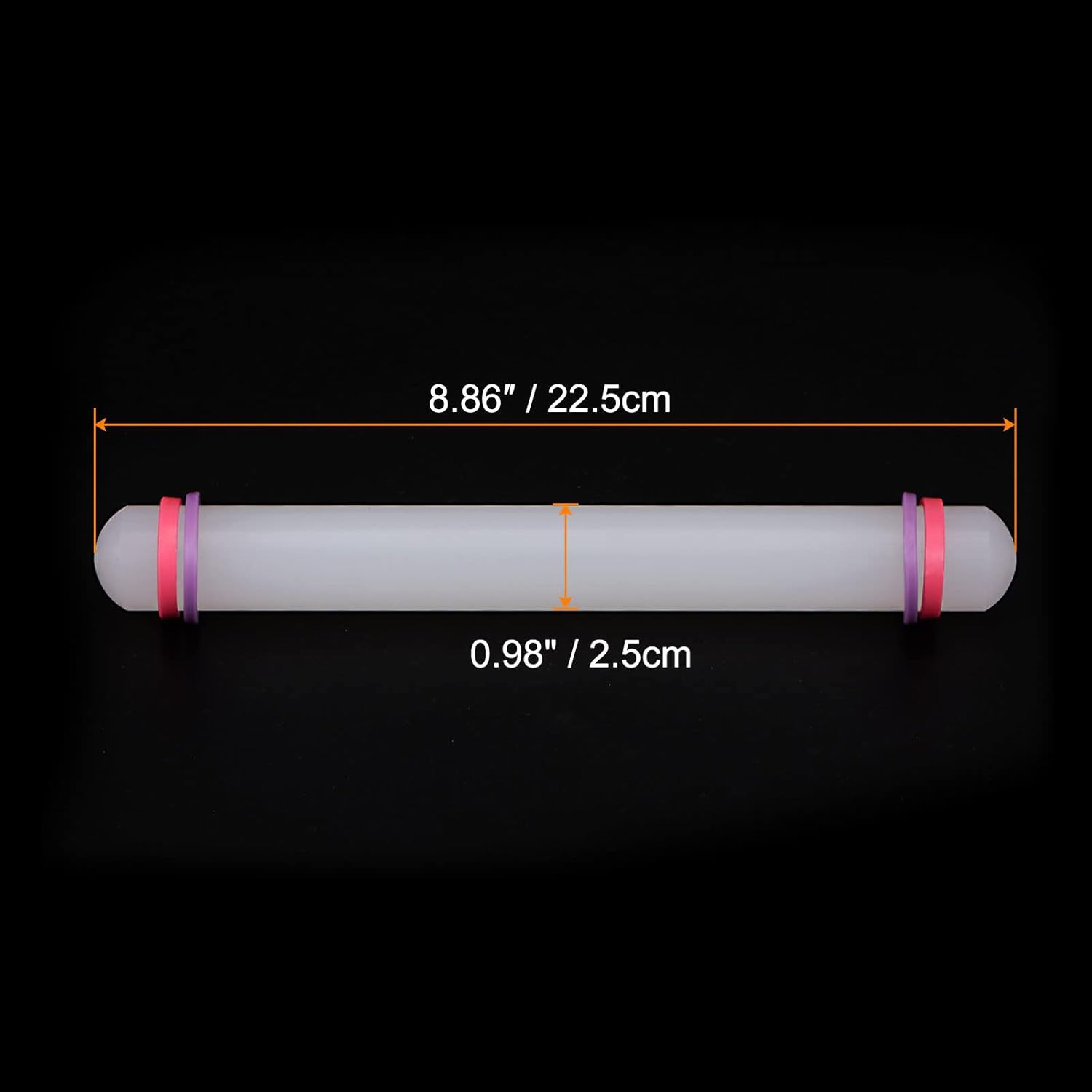 HARFINGTON 2pcs Fondant Rolling Pin 9 Inch x 0.98 Inch Adjustable Guide Rings Non-Stick PP Plastic Fondant Roller Dough Roller Kitchen Decorating Tools for Cookie Pastry Pizza Clay