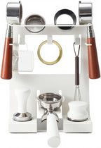 GIB Espresso Accessories Organizer Rack Tamper Holder Station, Heavy Duty Steel Stand for Coffee Distributor 51-54mm Portafilter Storage for Bar Home Office, White