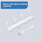 White Wall Hooks Heavy Duty, 12 Inch Coat Hooks Wall Mount with 4 Hooks, 2 Packs Wall Hooks Hangers for Entryway, Bathroom - for Hanging Backpack, Bag, Coat, Purse, Hat, Towel, Clothes