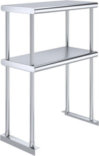NSF Certified 18 Gauge Heavy Duty Stainless Steel Double overshelf with Brackets for Kitchens, Utility Rooms, Storage, Offices & Home