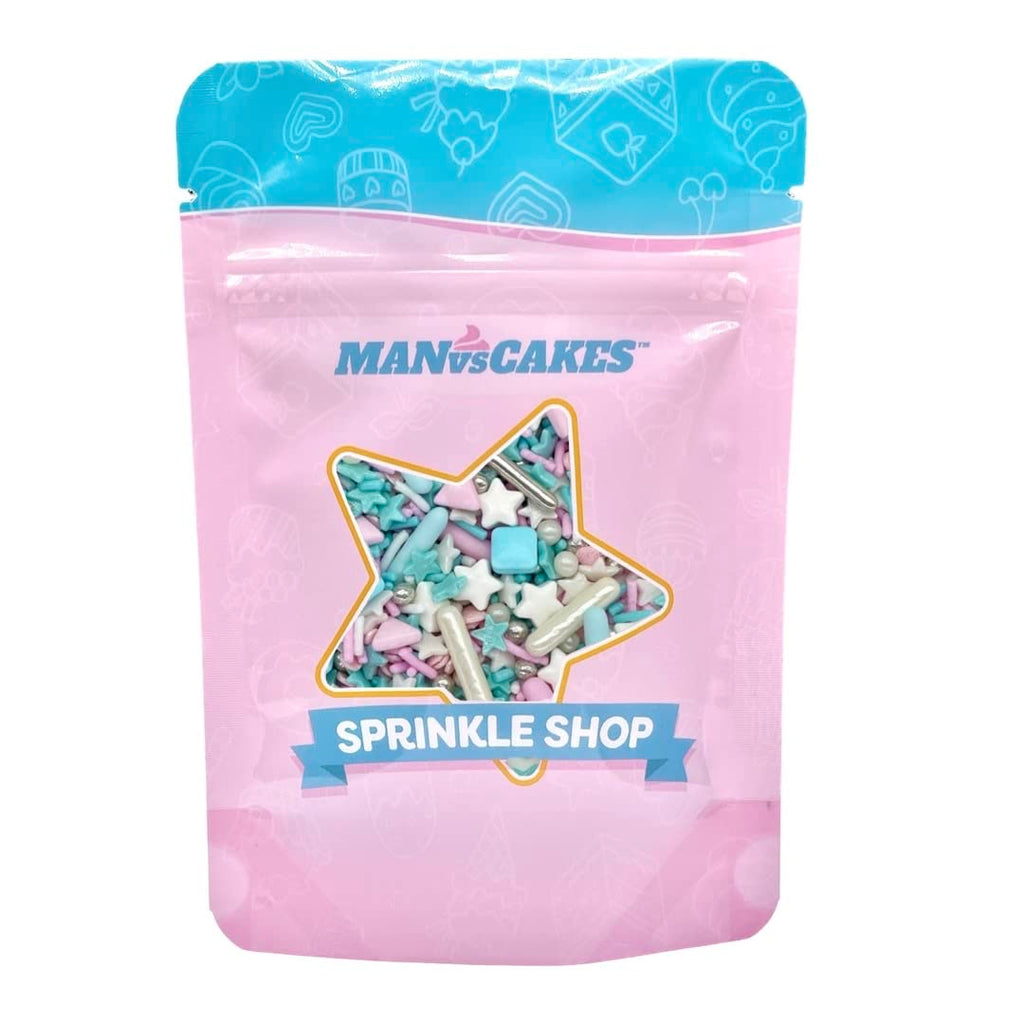 Manvscakes Sprinkles- Edible Cake and Cupcake Sprinkles with Assorted Shapes and Sizes, Metallic Sprinkle Mix for Cookies, Ice Cream, Cake and Cupcake Decorating, 4 oz (Pink, Black, and Blue)