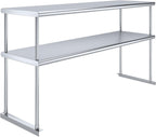 NSF Certified 18 Gauge Heavy Duty Stainless Steel Double overshelf with Brackets for Kitchens, Utility Rooms, Storage, Offices & Home