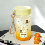 ZZT 2 Sets Of 14.5 OZ Clear Glass Bottles with Lids,Reusable Glass Water Bottle,Yellow and Blue,Leak Proof, Used for Fruit Juice,Tea,Water,Milk,Etc