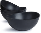 9.6'' Serving Bowls, 84oz Bamboo Fiber Salad Set of 4, Large for Kitchen, Deep Oval for Salad, Vegetable, Fruit, Pasta, Ramen, Lightweight & Easy to Clean (Matte Black)