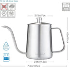 Easyworkz Gage Gooseneck Pour Over Coffee Kettle 20 oz Stainless Steel Hand Drip Long Narrow Spout, Silver