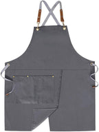 Mignongirl Crossback Apron with Pockets x2,Split Apron with Adjustable Straps,M-XXL