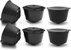 BRBHOM 6 Refillable D*lce Gu*to Coffee Capsule,Reusable D*lce Gu*to Coffee Filter with Coffee Spoon,Brush (6Pcs Black)