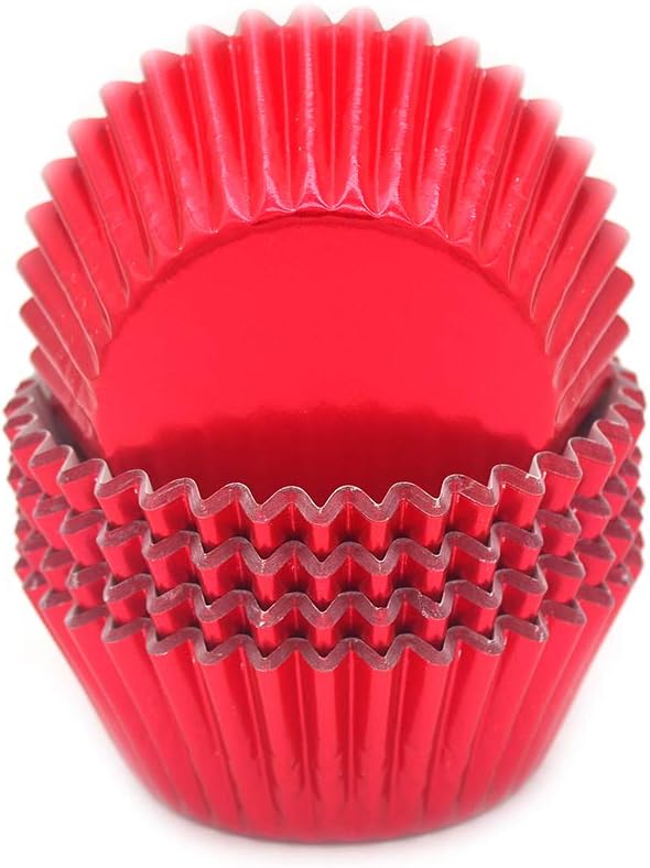 Standard Red Foil Cupcake Liners Muffin Baking Cups for Party and More, 100-Count