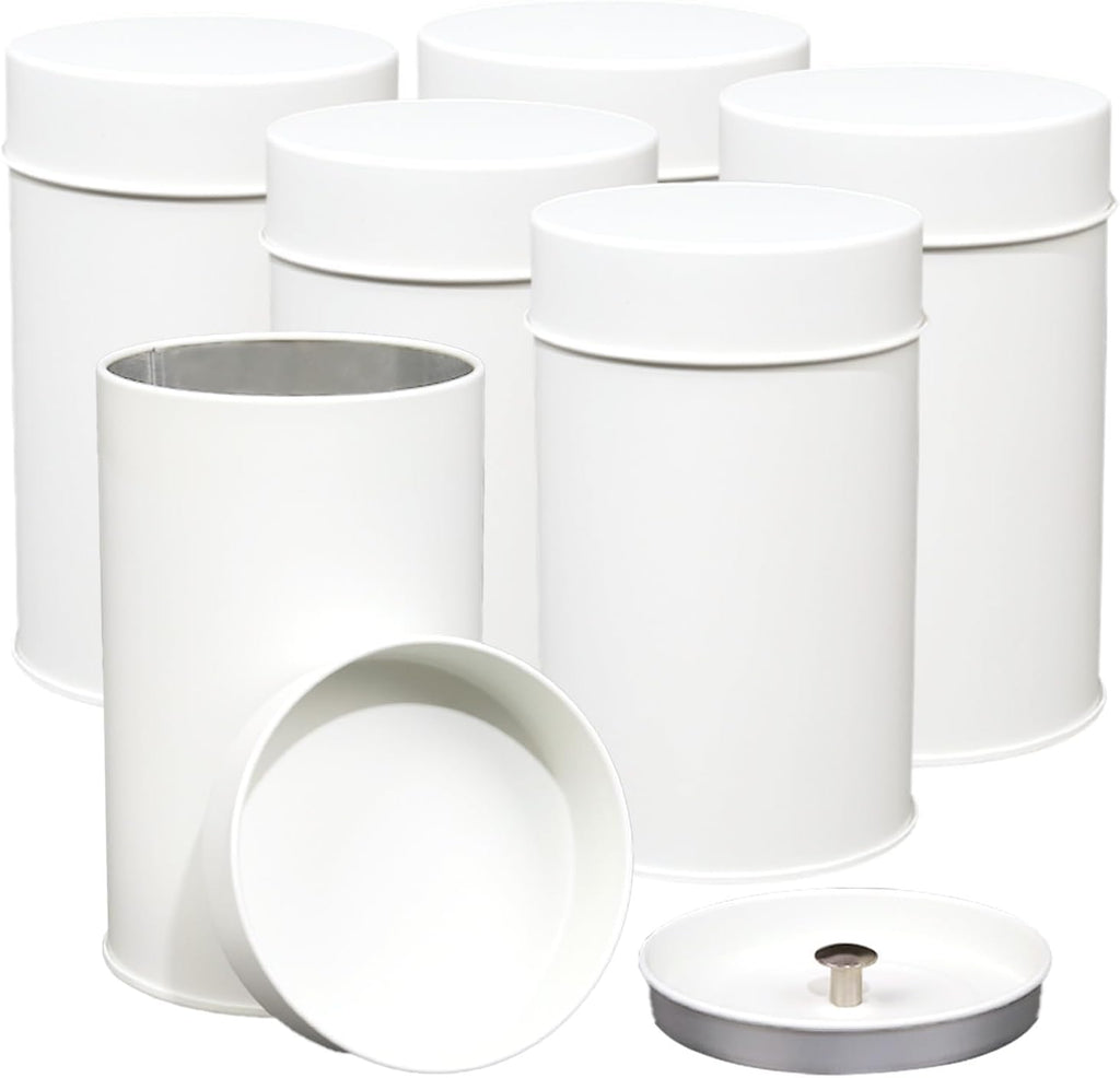 Tea Canister, 6 Pack Tea Tin Loose Leaf Tea Storage Tea Tins For Loose Tea, Tea Storage Loose Leaf Metal Tea Tin Canister For Loose Tea Storage Coffee Sugar Candy Herbs And Spices (White)