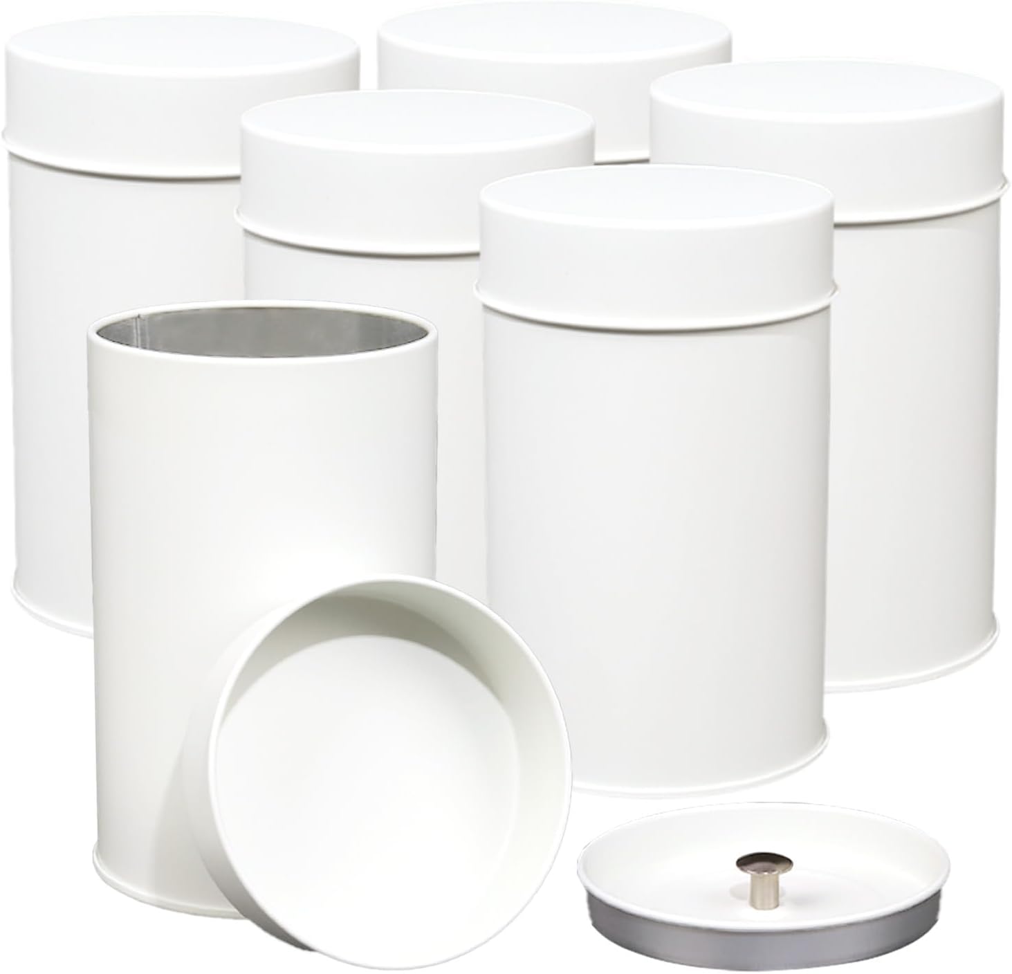 Tea Canister, 6 Pack Tea Tin Loose Leaf Tea Storage Tea Tins For Loose Tea, Tea Storage Loose Leaf Metal Tea Tin Canister For Loose Tea Storage Coffee Sugar Candy Herbs And Spices (White)